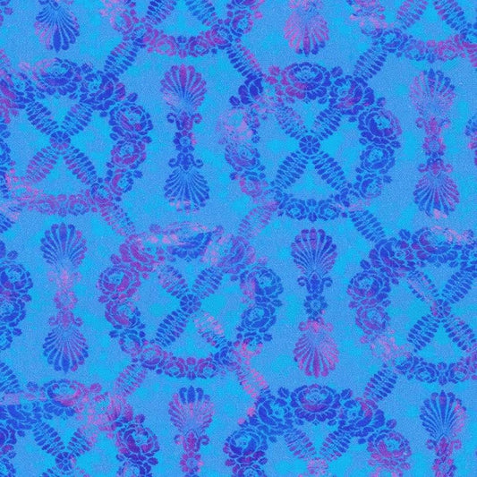 44"-Robert Kaufman- "Bloomburst" - Blue - 100% Cotton
