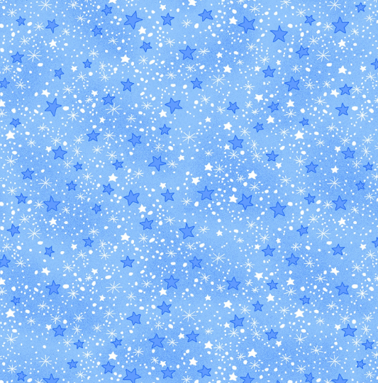 44"  -  Blue Stars - Flannel -  100% Cotton