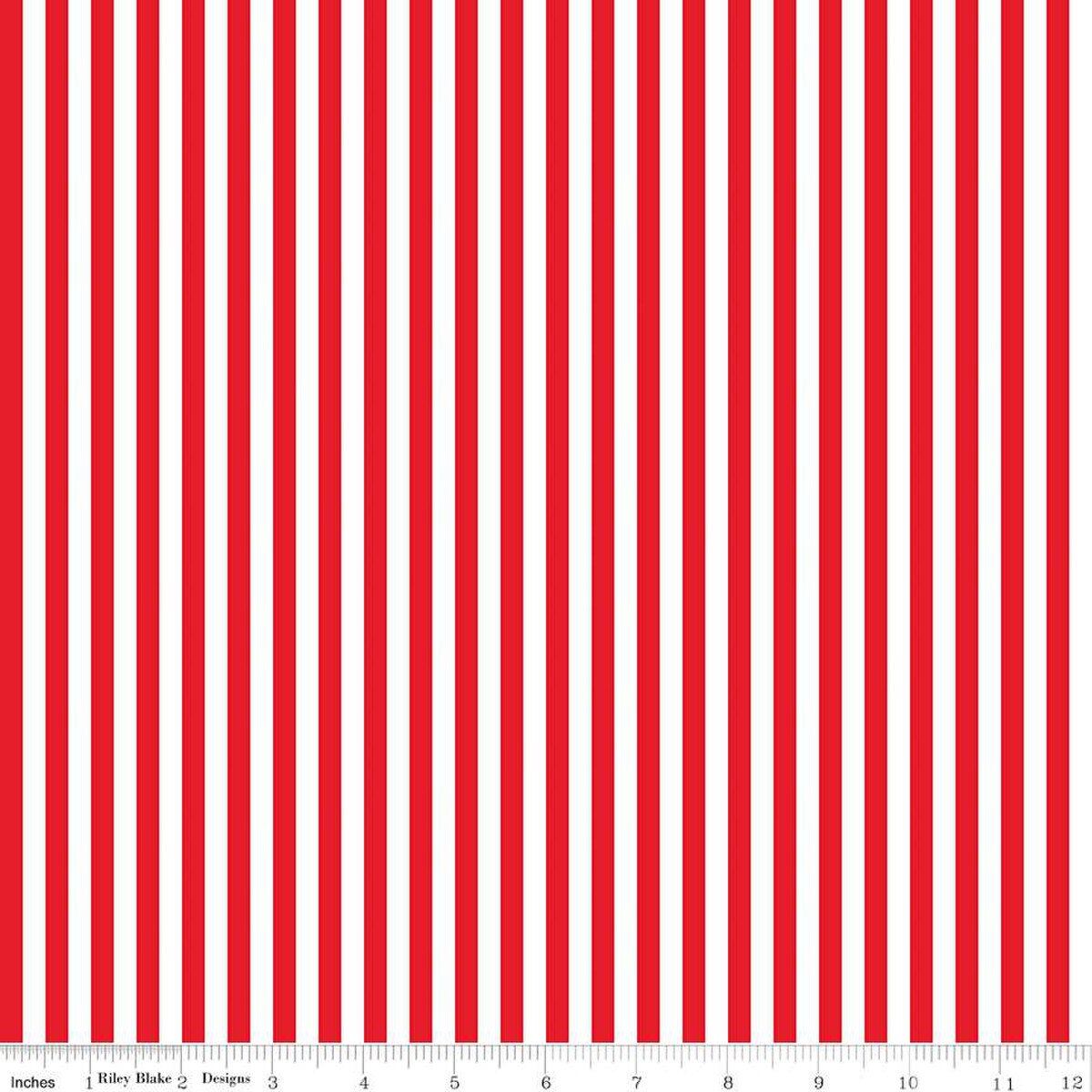 44"  - Riley Blake -  Stripes 1/4"  "Red" -  100% Cotton