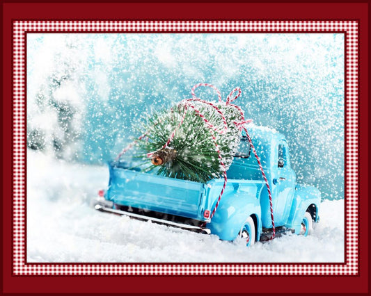 Panel -  "Classic Christmas Truck"  -  36"x 44"- 100% Cotton