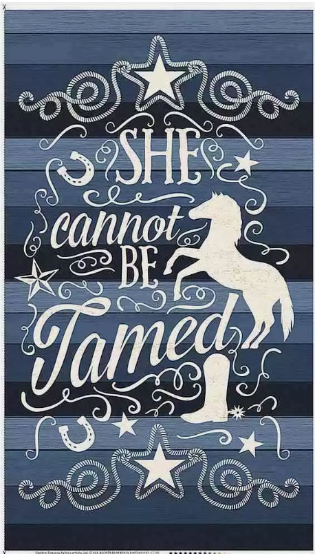 Panel -Timeless Treasures "Cowgirl Cannot Be Tamed"  -  24"x 44"- 100% Cotton