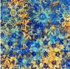 108"-Dancin' Dahlias blue, gold-3-yard-cut-100%-cotton-quilt-back-fabric