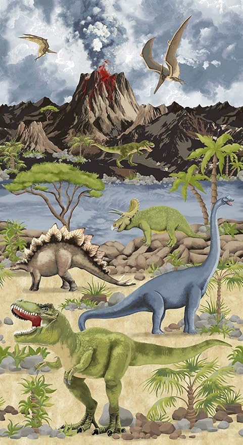 Panel - Timeless Treasures "Dino World"  -  24"x 44"- 100% Cotton