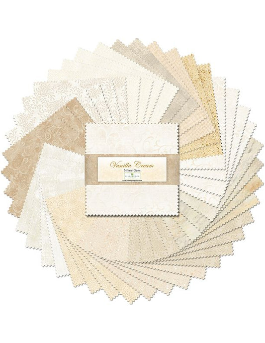 Wilmington Prints -Charm-Pack- "Vanilla Cream" -5"x 5"-42-pcs-100%-cotton-quilting-fabric