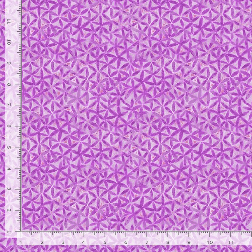 44"  - Timeless Treasures -  Batik  "Star Flower Geo - Orchid" -  100% Cotton