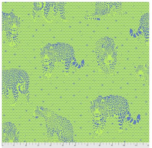 44"  -Tula Pink  "Lil Jaguar" Kiwi- 100% Cotton