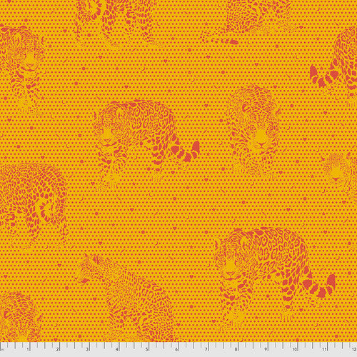 44"  -Tula Pink  "Lil Jaguar" Papaya- 100% Cotton