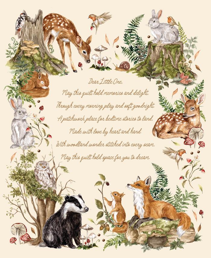 Moda - Fable Fern Quilt Cuddle Panel - Cloud - 100% Polyester 36"x44"