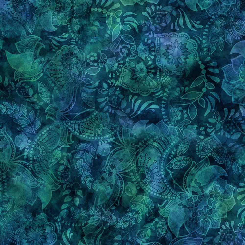 44"  -Fairy Tale "Blue/Green/Black" - 100% Cotton