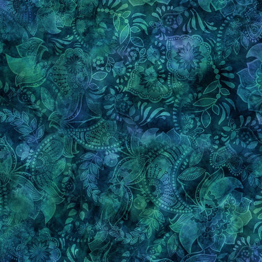 44"  -Fairy Tale "Blue/Green/Black" - 100% Cotton