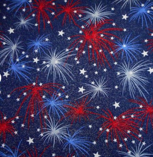 44"-"Fireworks w/ Stars" - Patriotic -100% Cotton