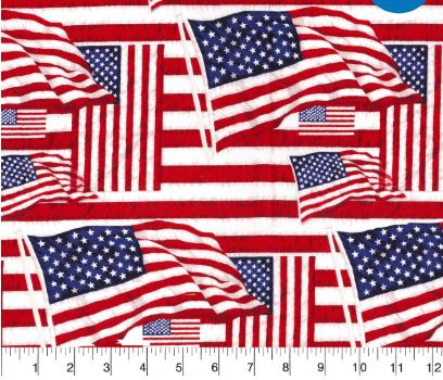 44"-Flags Tossed 100% cotton
