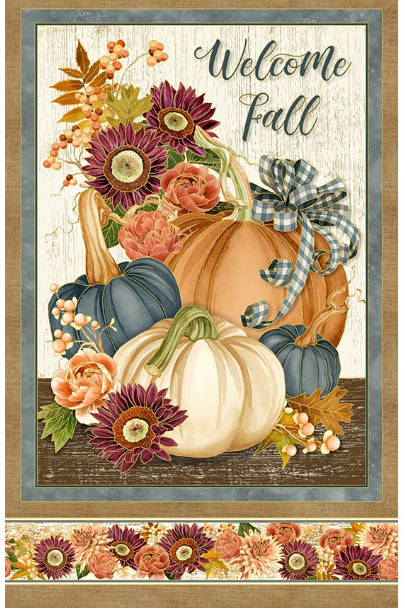 Panel - Robert Kaufman - "Hello Fall" -  Harvest - 24"x44" - 100% Cotton