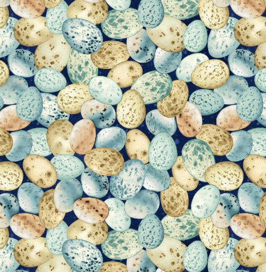 44"  - Henry Glass -  "Blue Eggs" -  100% Cotton
