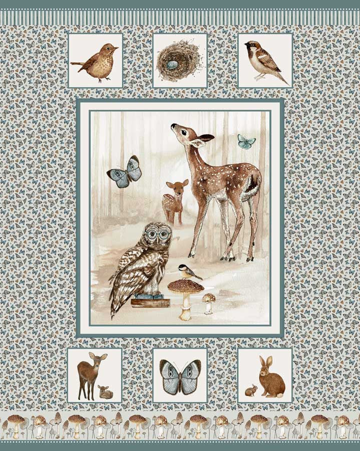 Henry Glass - Minky - "Whimsical Woods Panel" - 45"x60" - 100% Polyester
