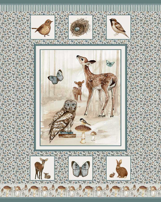 Henry Glass - Minky - "Whimsical Woods Panel" - 45"x60" - 100% Polyester