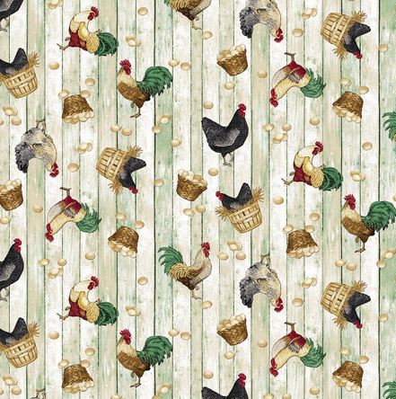 44"-Henry Glass Chicken Allover-100%-cotton