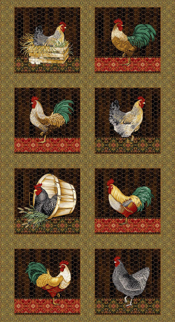 44" Henry Glass "Chickens" Panel - 100% Cotton