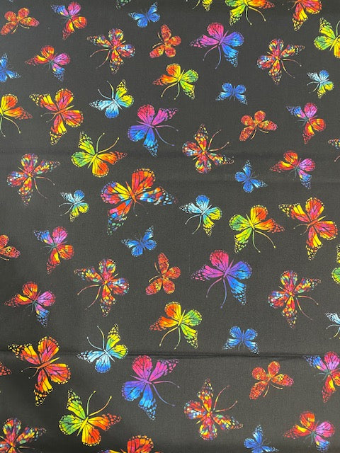 44"-Hi-Fashion-Multi-Color Butterflies-100%-cotton quilting fabric