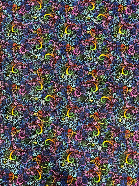 44"-Hi-Fashion-Multi-Color Swirls-100%-cotton quilting fabric
