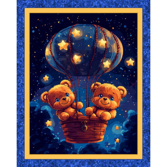 Panel -  "Hot Air Teddy"  -  36"x 44"- 100% Cotton