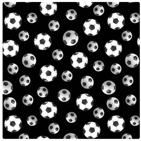 44"  - Kanvas Studio - "Soccer Balls - Black" - World Cup -  100% Cotton