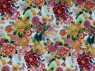 44"-Oasis Fabrics - Asian Gardens  Large Floral-100%-cotton