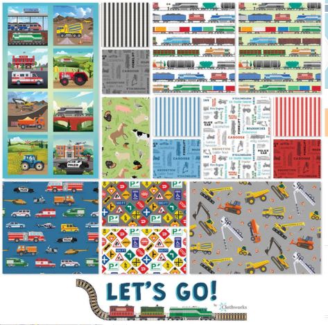 Cloth Works - Fat Quarter Bundle - "Let's Go" - 15pcs