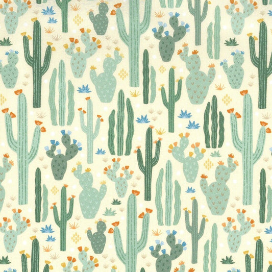 44"  - Michael Miller - Wild West Cactus -  "Beige" - 100% Cotton