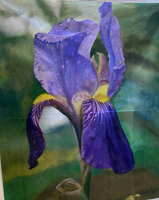 Panel -Custom - "Mama's Iris" - by Judy Merrill - 100% Cotton Quilt Panel 36"x44"