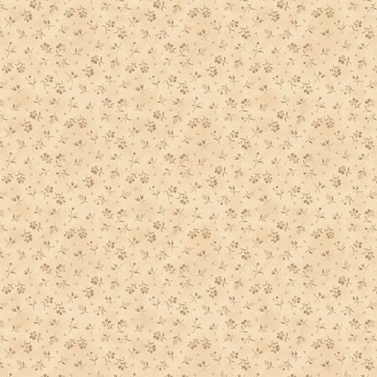 44"  - Marcus Fabrics -  "Black Sheep Cottons" Country Flowers  - cream -  100% Cotton