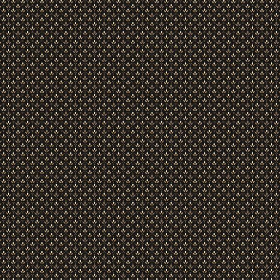 44"  - Marcus Fabrics -  "Black Sheep Cottons"  Flowers in a Row - Black -  100% Cotton