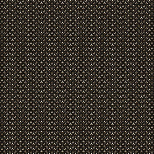 44"  - Marcus Fabrics -  "Black Sheep Cottons"  Flowers in a Row - Black -  100% Cotton