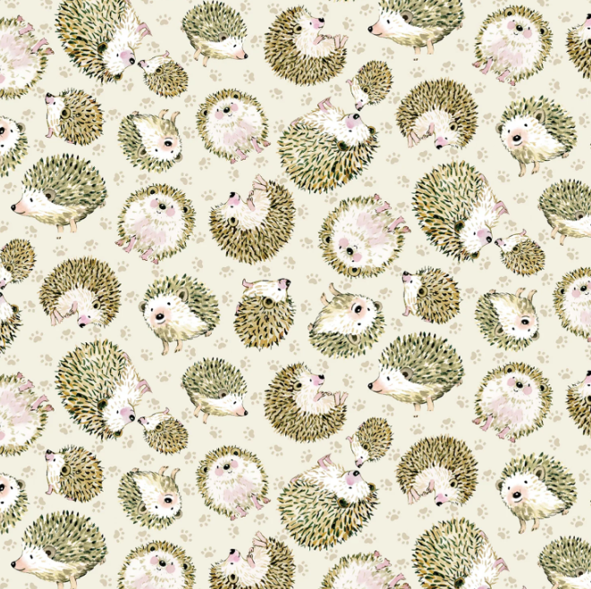 44"  - Michael Miller  -"Hedgehog" Cream - 100% Cotton