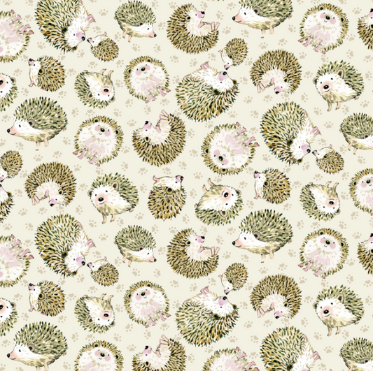 44"  - Michael Miller  -"Hedgehog" Cream - 100% Cotton