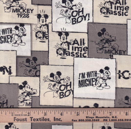 44"- Mickey Squares  - 100% Cotton