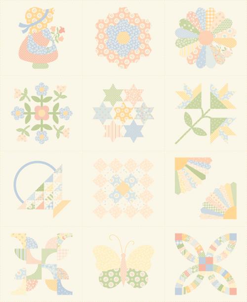 xxxxxModa -  Handmade Sweetness Panel-  "Porcelin" - 36" x 44" - 100% Cotton