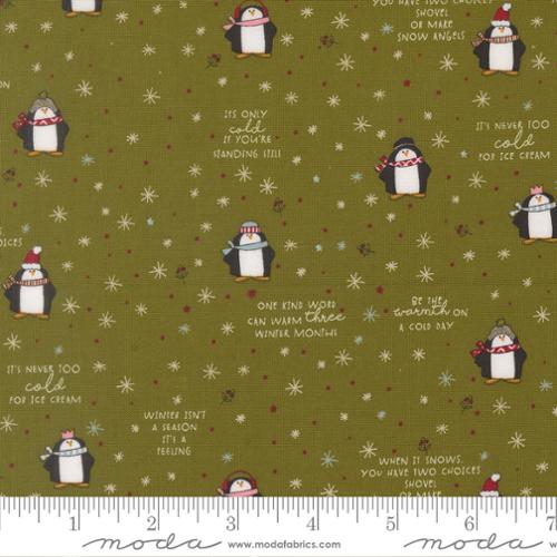 44"  - Moda -  "Chilly Mr. Penguin"  -Pine-  100% Cotton