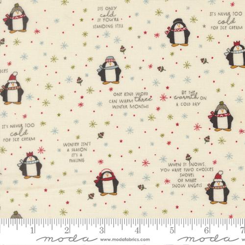44"  - Moda -  "Chilly Mr. Penguin"  -Vanilla -  100% Cotton