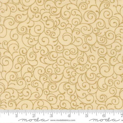 44"  - Moda -  "Merry Manor Metallic"  Swirls - Cream -  100% Cotton