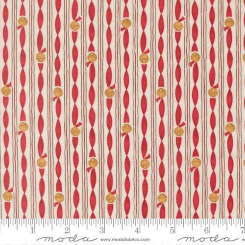 44"  - Moda -  "When Snow Falls"  - Jingle Bell Stripes -  100% Cotton