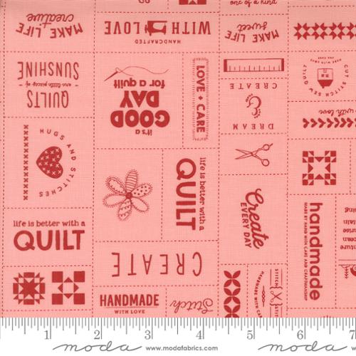 44"  -Moda Fabrics "Threads" Pink  - 100% Cotton