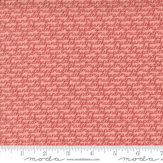 44"  -Moda Fabrics "Threads" Pink - 'Handmade" Words - 100% Cotton