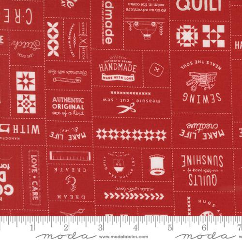 44"  -Moda Fabrics "Threads" Red  - 100% Cotton