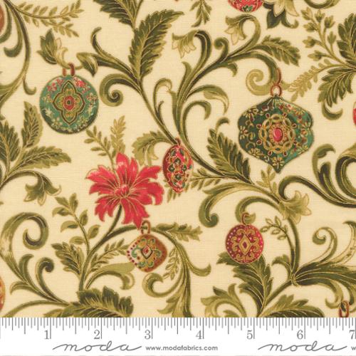 44"  - Moda -  "Merry Manor Metallic"  -Twinkling Vine - Cream -  100% Cotton