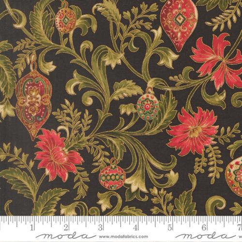 44"  - Moda -  "Merry Manor Metallic"  -Twinkling Vine - Ebony -  100% Cotton