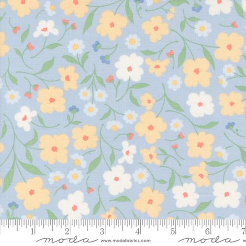 44"  - Moda Fabrics - Cottage Charm -  "Powder Blue Floral" - 100% Cotton