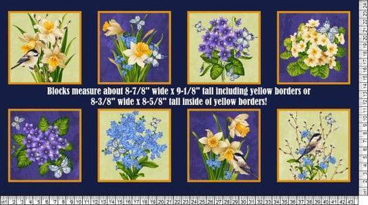 "Natures Affair" Blocks Panel - Henry Glass-24x44l-100%-cotton