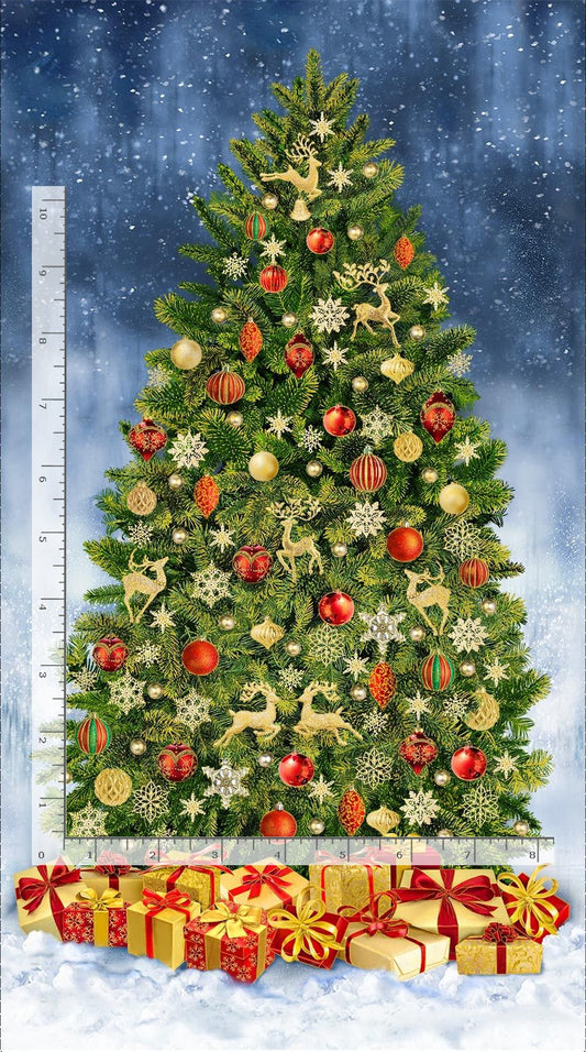Panel -Timeless Treasures - "Fancy Christmas Tree" - 100% Cotton Quilt Panel 24"x44"