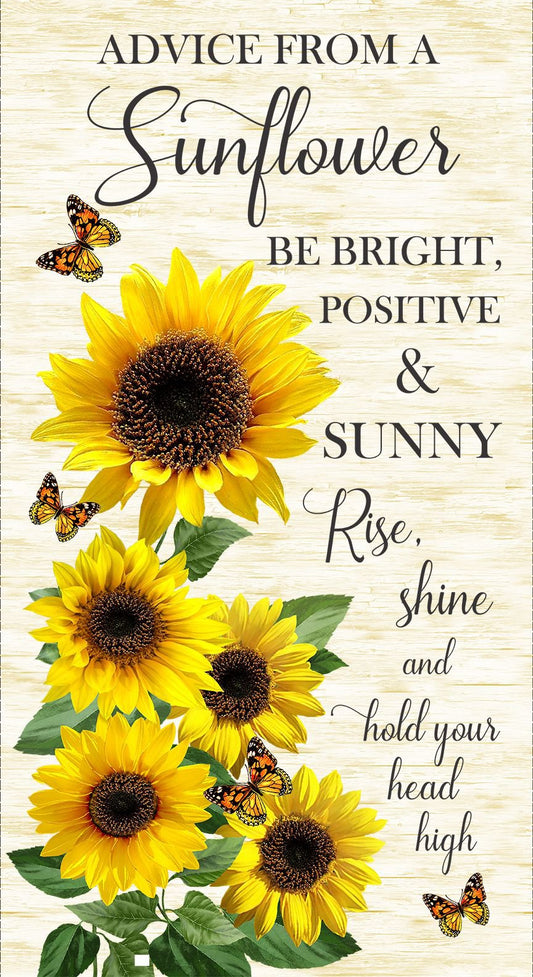 Panel - Timeless Treasures - "Advice From A Sunflower"-22wx44l-100%-cotton